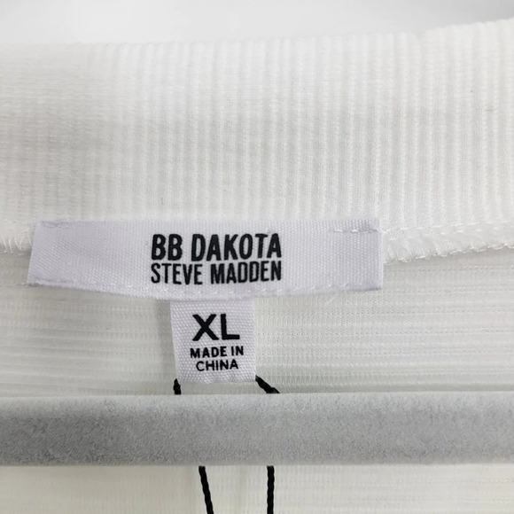 BB DAKOTA By Steve Madden Optic White Ribbed Long Sleeve Top SIZE US XL NWT NEW - Picture 8 of 15